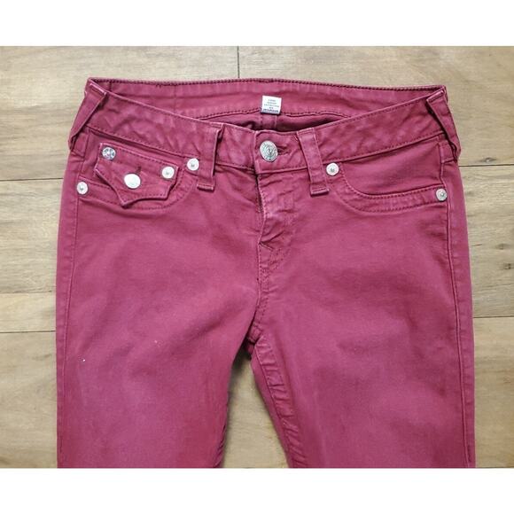 True Religion World Tour Burgandy Jeans Size 28X30 Made USA 🇺🇸 - Picture 2 of 7